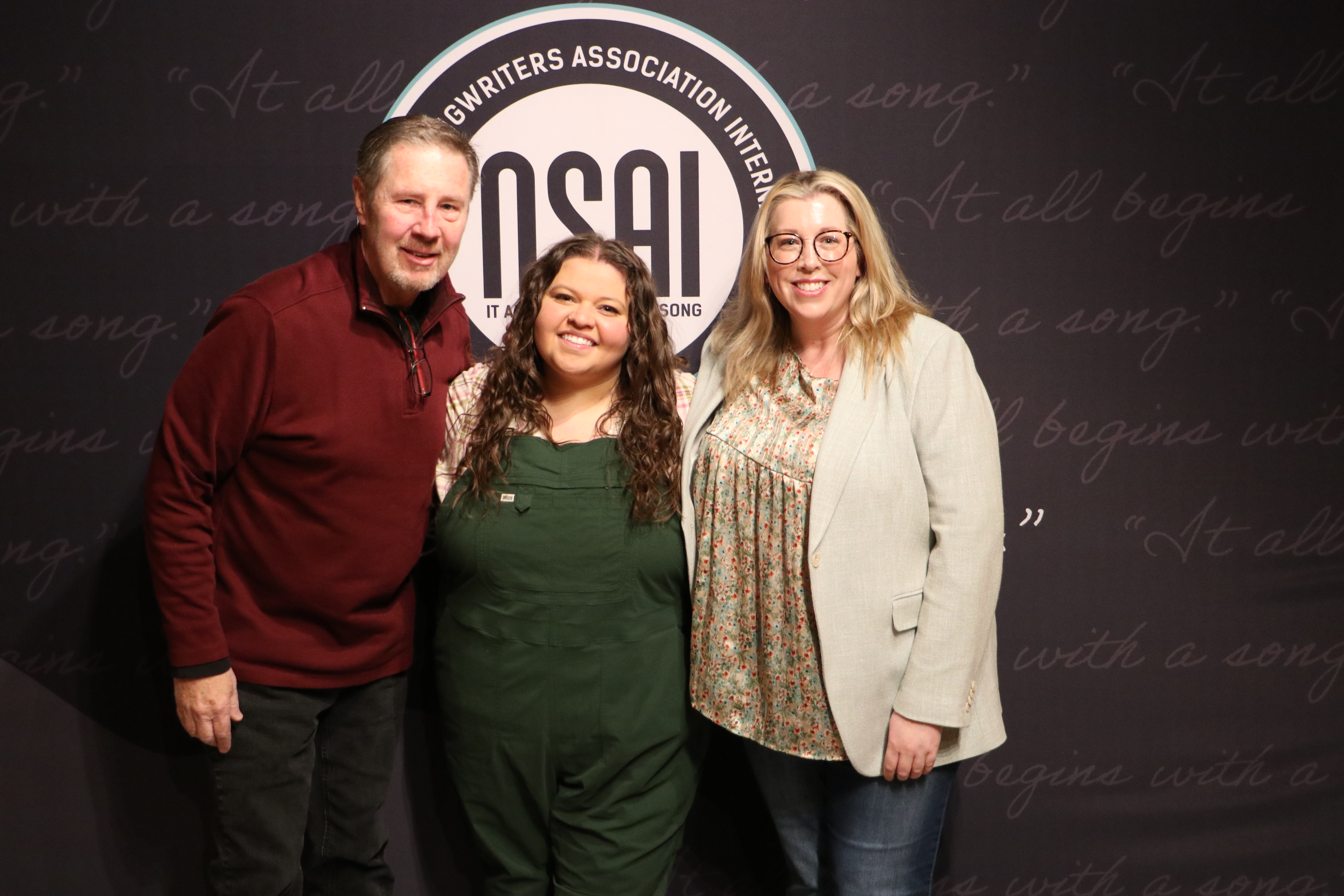 Pictured (L-R): Bart Herbision (NSAI Executive Director), Brittany Moore, Jill Moody (NSAI, Director of Songwriter Relations)